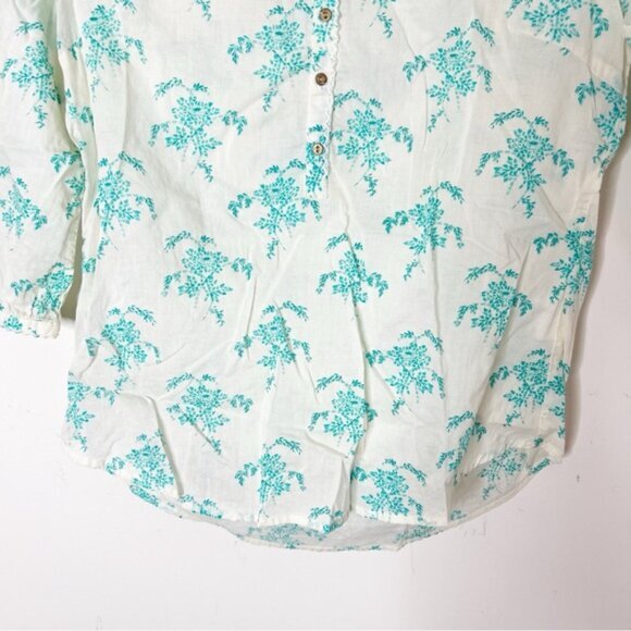Scotch & Soda Women's Floral Blouse 3/4 length sleeve Button front Cream Size XS - Picture 4 of 11